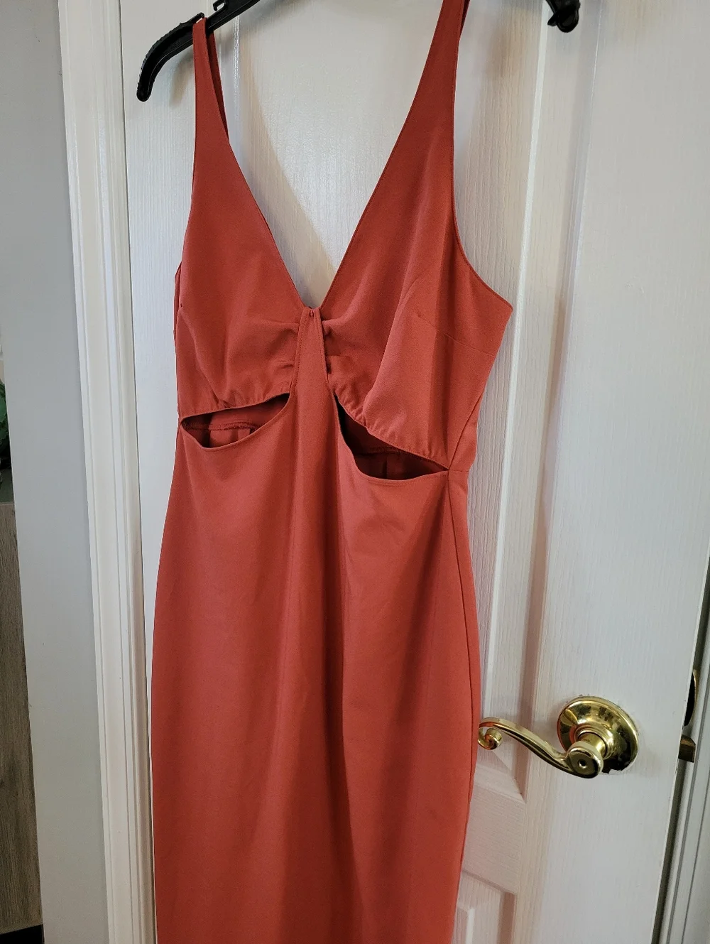 Abercrombie & Fitch Slim Cutout Midi Dress Terracotta Rust Orange Size Medium - Picture 2 of 10